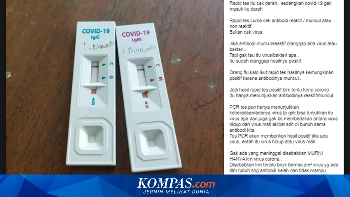 Klarifikasi Mengenai Ketidakakuratan Informasi Terkait Tes PCR dan Rapid Test Covid-19