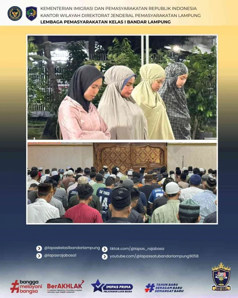 Kalapas dan Warga Binaan Bersatu dalam Tarawih Malam Kedua Ramadhan