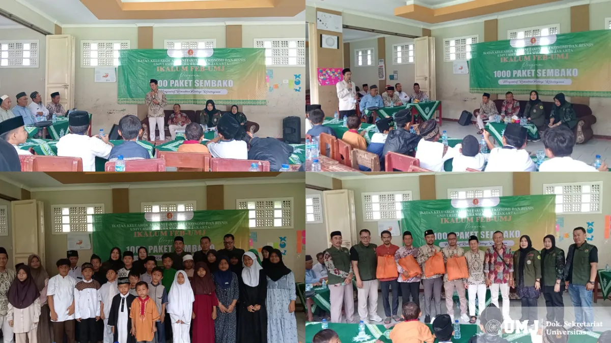 IKALUM FEB UMJ Salurkan Paket Ramadhan untuk Warga Tangerang Selatan dan Bogor