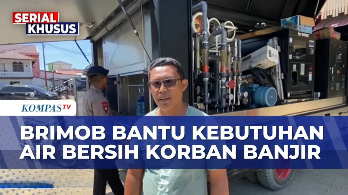 Brimob Polda Sumut Sediakan Air Bersih untuk Korban Banjir