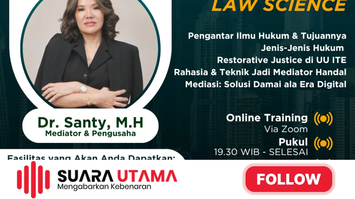 Pelatihan Bersertifikat CFLS oleh Dr. Santy, M.H: Kuasai Ilmu Hukum dan Mediasi