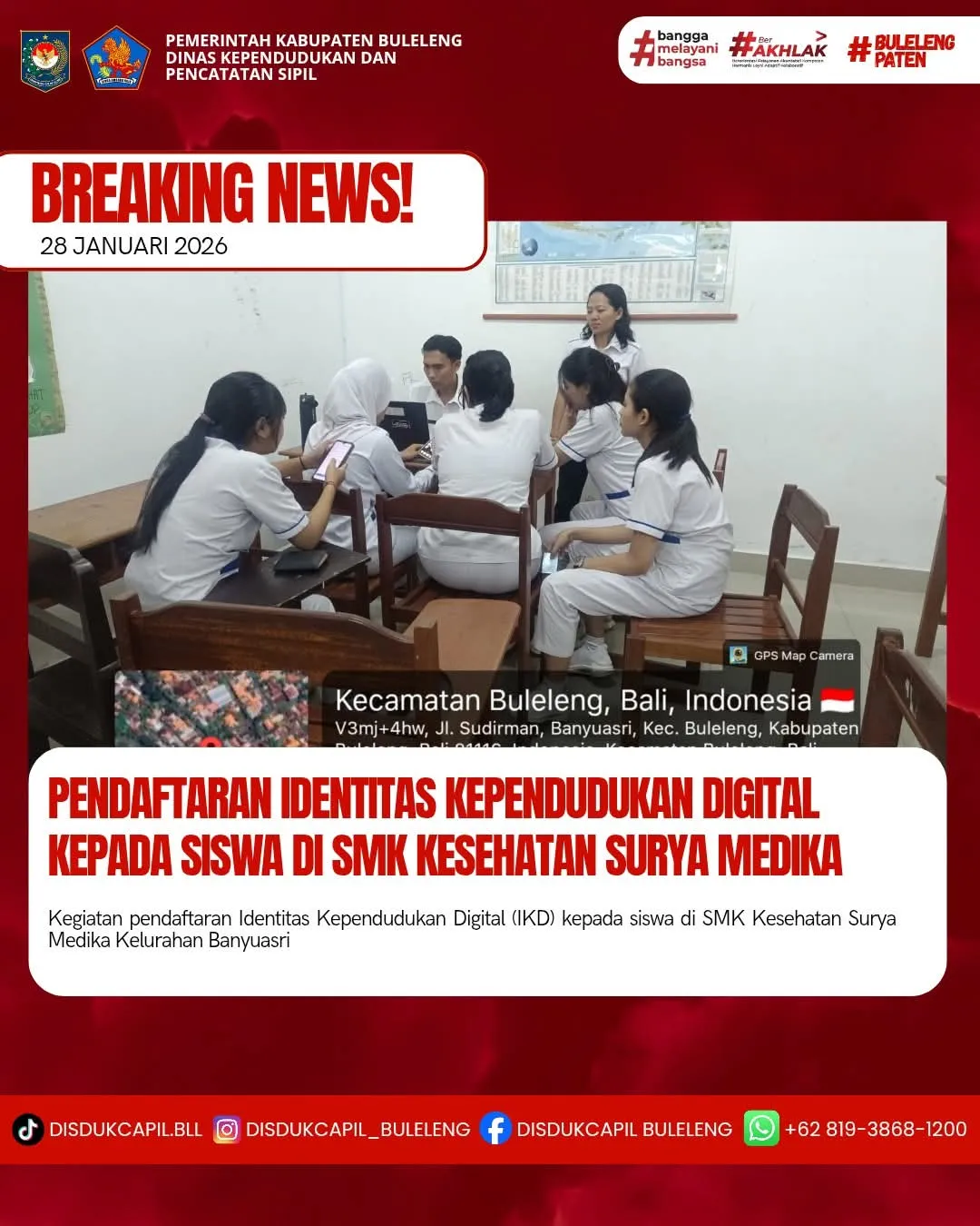 Pendaftaran Identitas Kependudukan Digital di SMK Kesehatan Surya Medika
