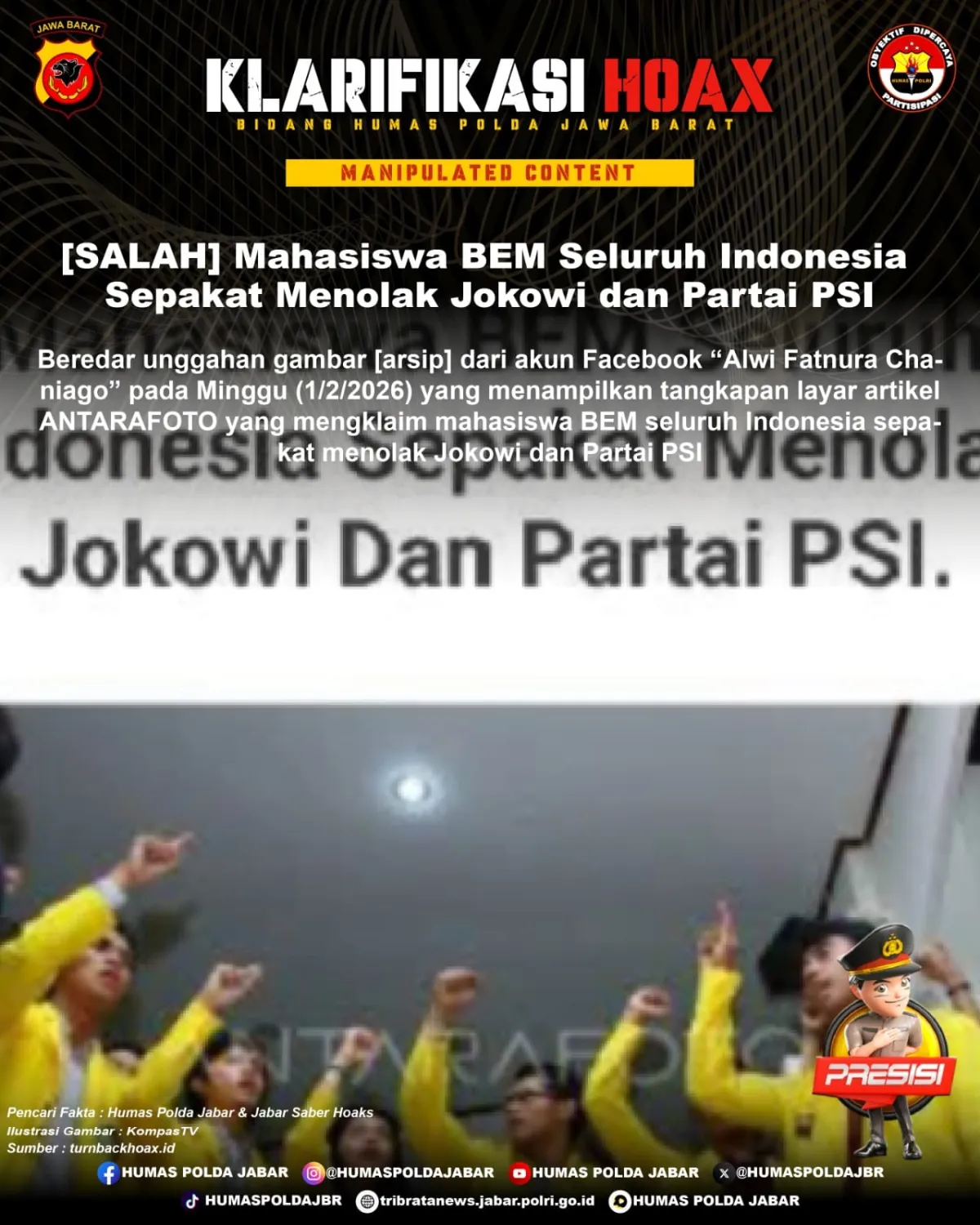 Klarifikasi Hoax: Klaim Penolakan Mahasiswa BEM terhadap Jokowi dan PSI Manipulatif