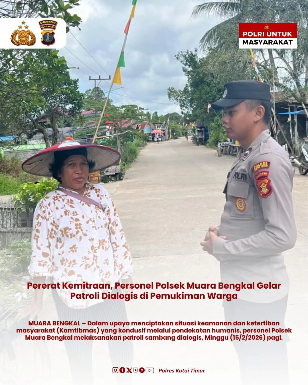 Polsek Muara Bengkal Gelar Patroli Dialogis untuk Perkuat Kemitraan dengan Warga