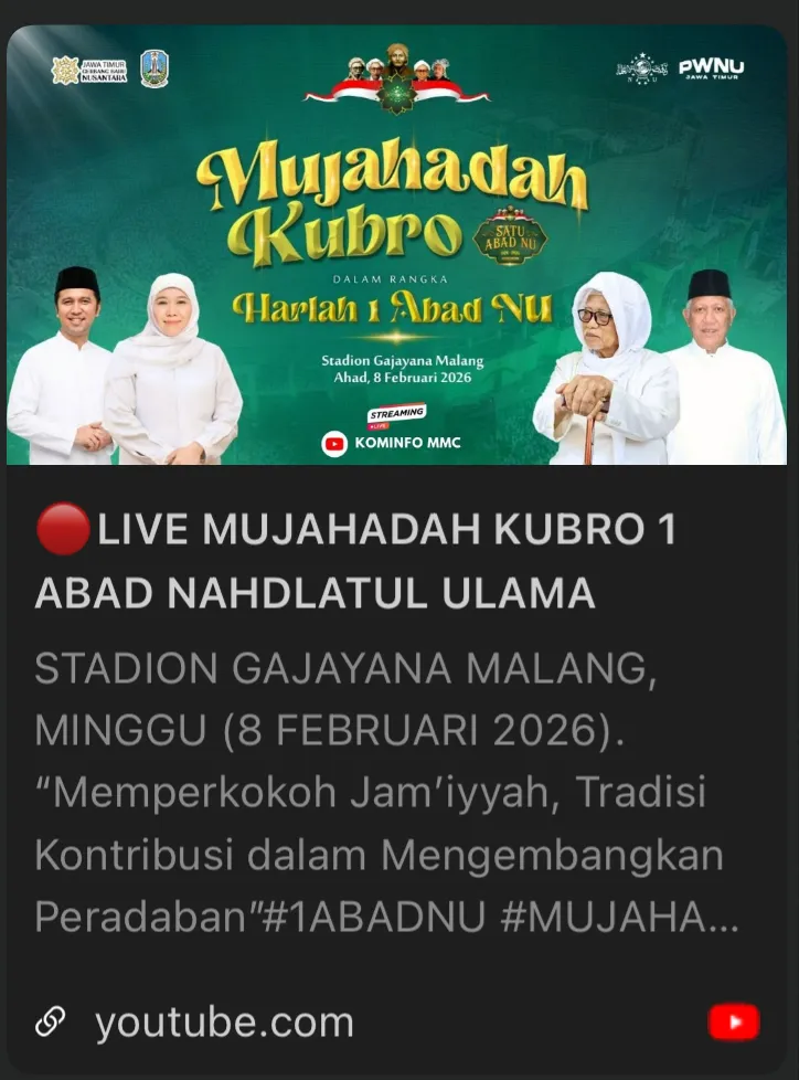 Harlah 1 Abad NU Disiarkan Langsung dari Stadion Gajayana