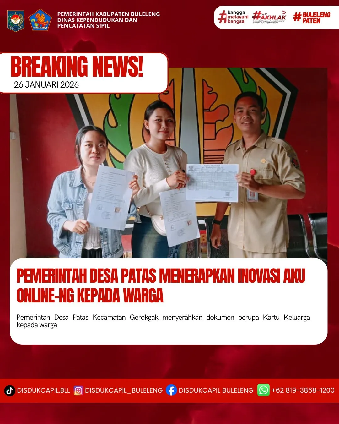 Penerapan Aplikasi Aku Online-NG Permudah Layanan Kependudukan di Desa Patas
