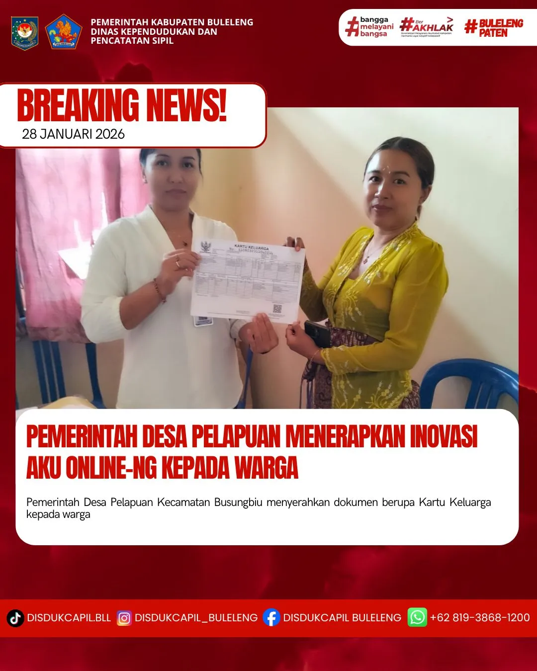 Pelayanan Kependudukan Masyarakat Buleleng Dipermudah Melalui Aplikasi Aku Online-NG