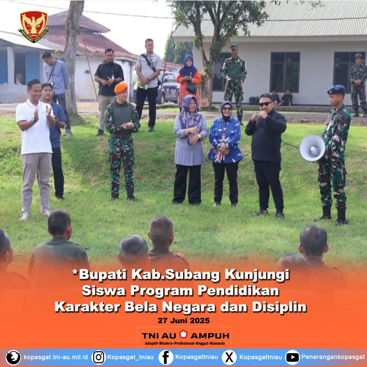 Bupati Subang Kunjungi Siswa Program Pendidikan Karakter Bela Negara