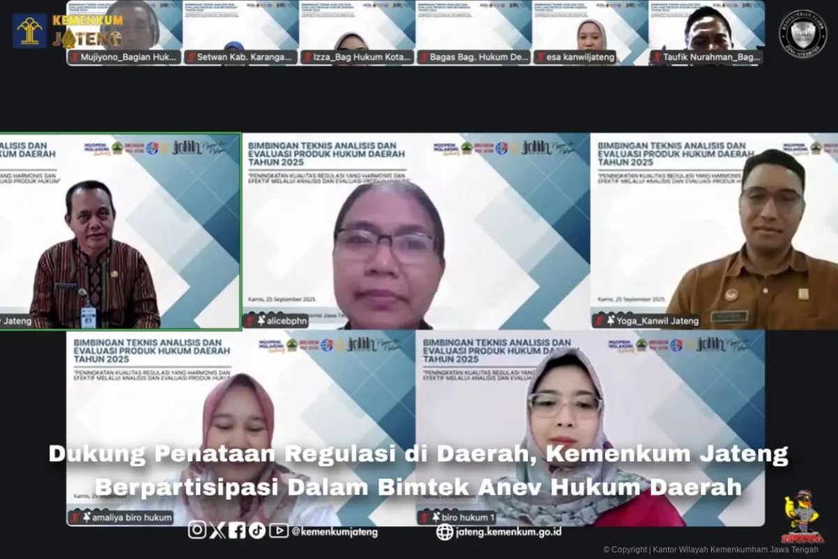 Kemenkum Jateng Berpartisipasi dalam Bimtek Penataan Regulasi Daerah