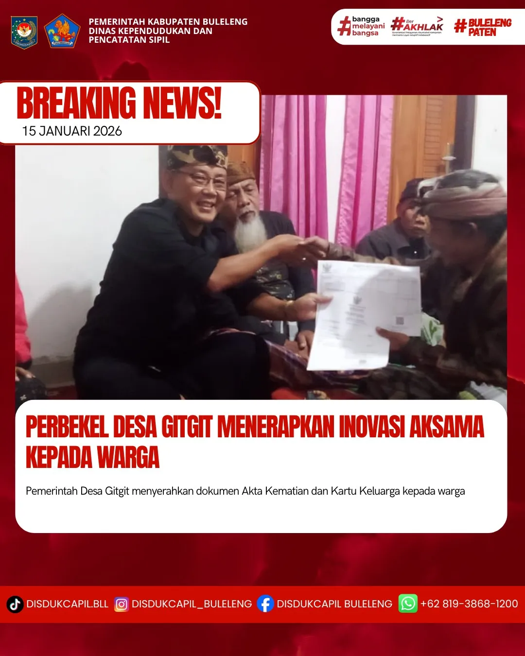 Inovasi AKSAMA Permudah Pengurusan Akta Kematian di Desa Gitgit
