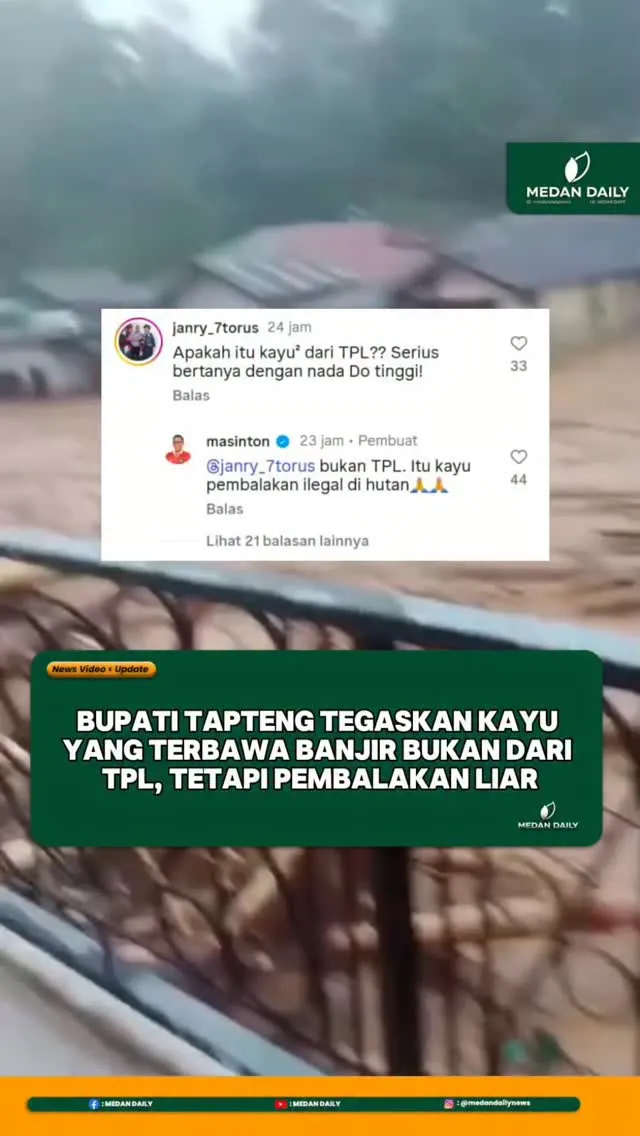 Bupati Tapanuli Tengah Klarifikasi Sumber Kayu Hanyut Saat Banjir