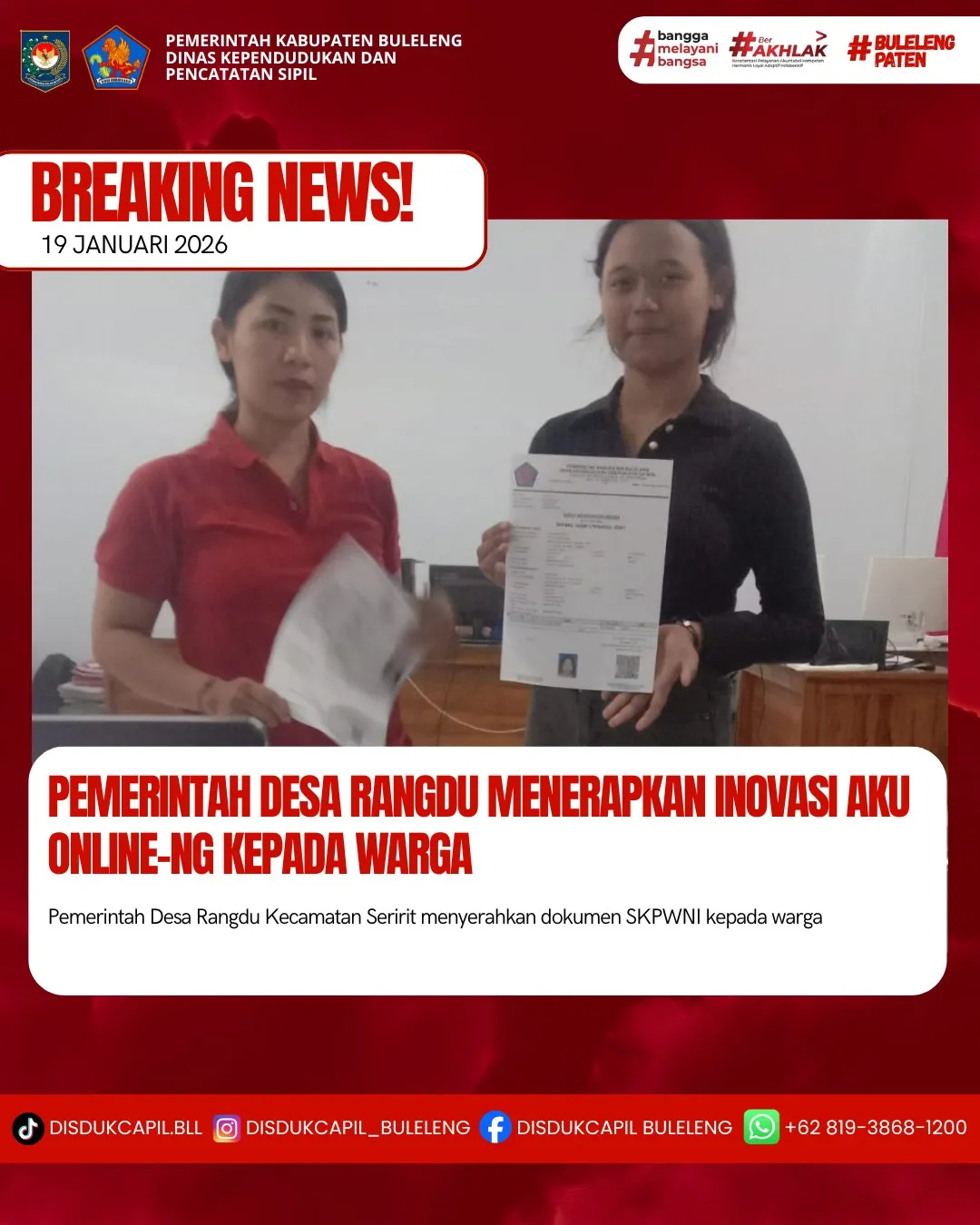 Desa Rangdu Implementasikan Aplikasi Aku Online untuk Permudah Pelayanan Kependudukan