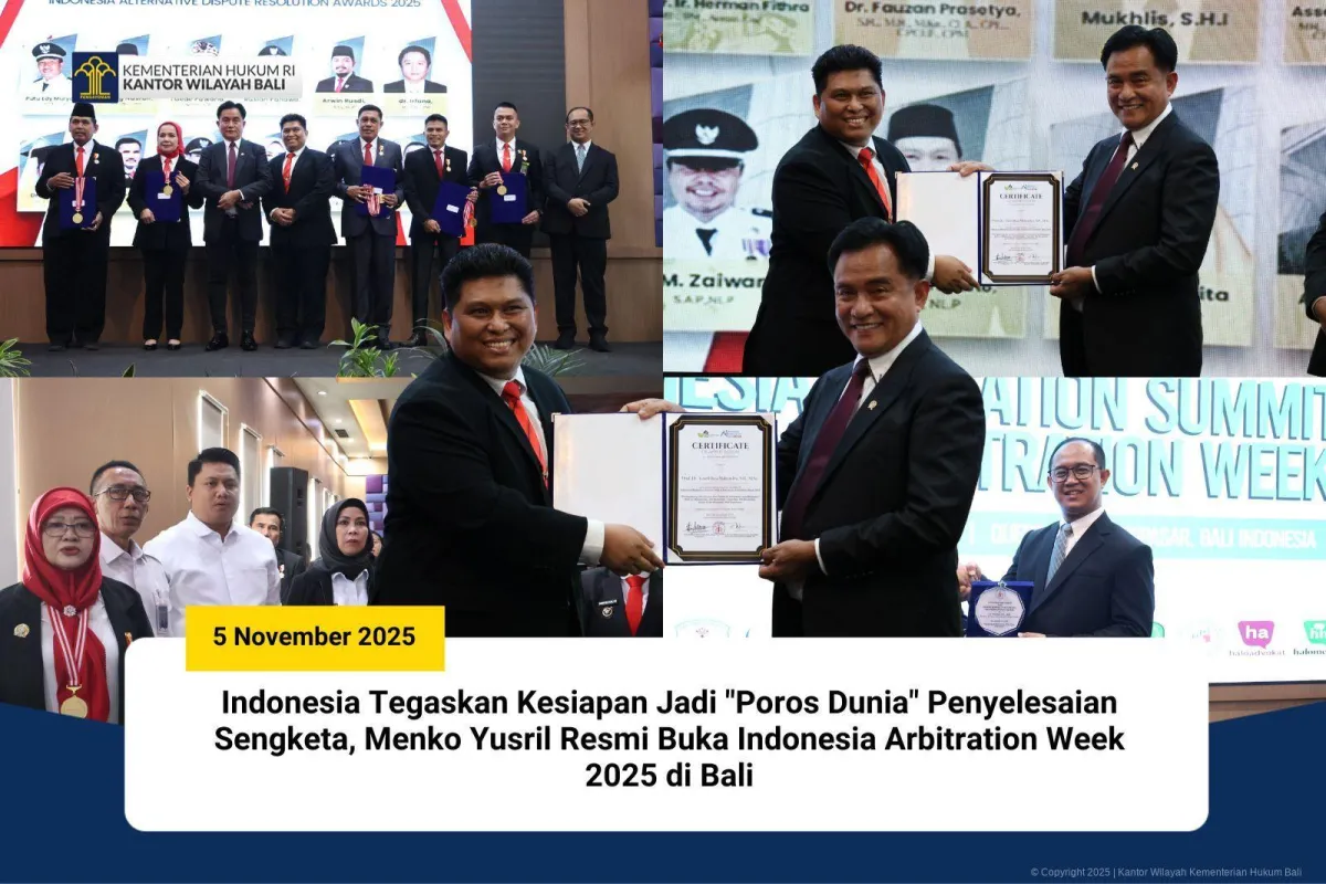 Indonesia Siap Menjadi Pusat Penyelesaian Sengketa Global, Menko Yusril Resmi Buka Indonesia Arbitration Week 2025 di Bali