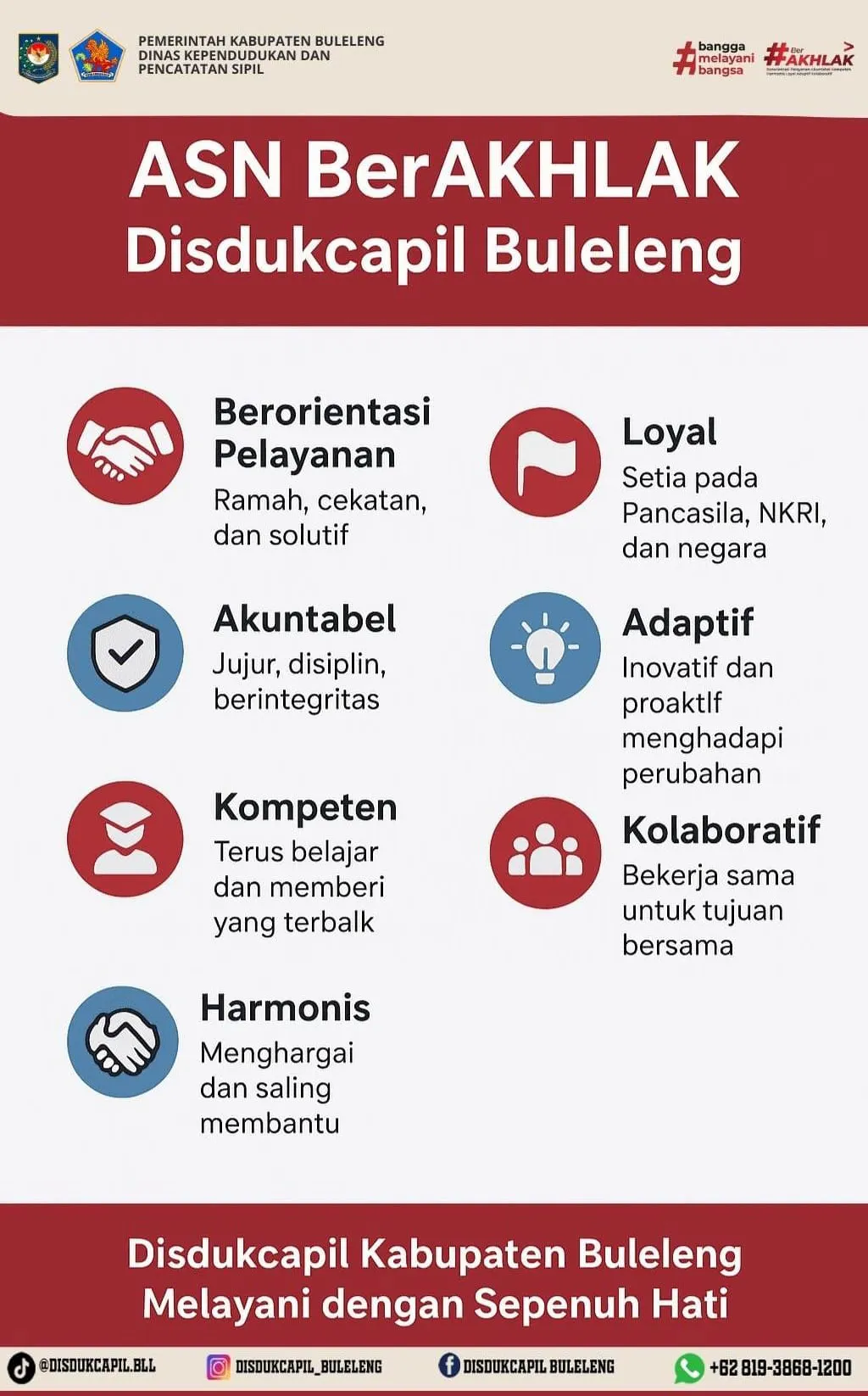 Disdukcapil Buleleng Tingkatkan Pelayanan Melalui Nilai ASN BerAKHLAK