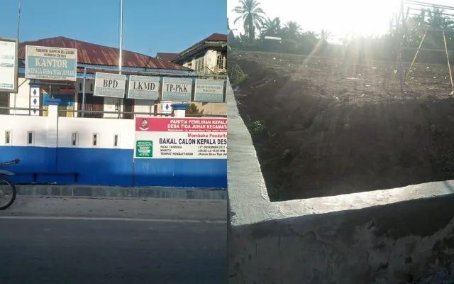 Pemasangan Tembok Penahan Tanah di Sekeliling Lapangan Merdeka Desa Tiga Juhar