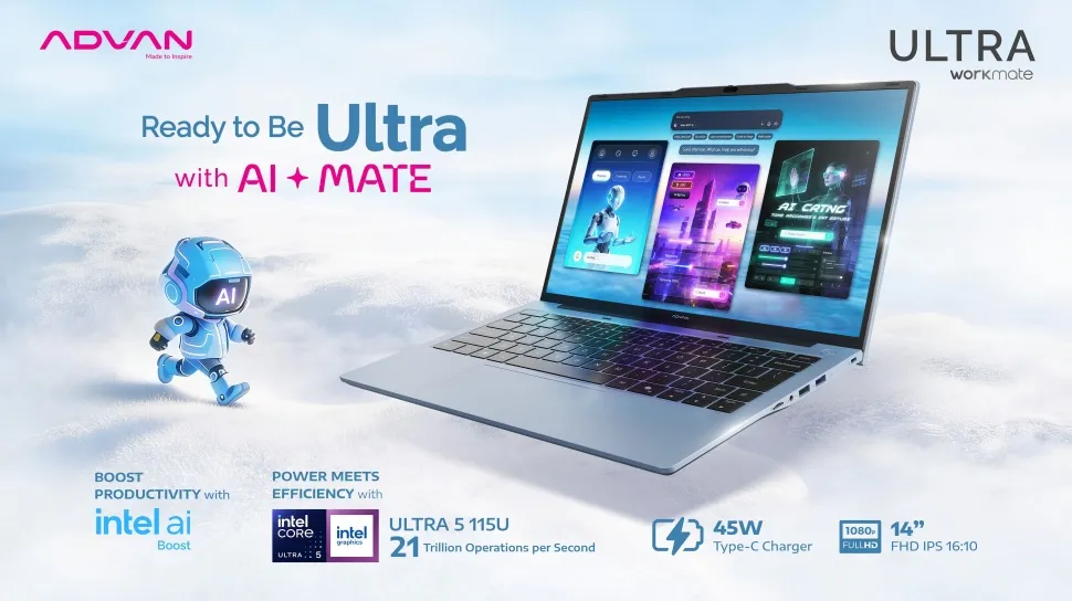 Advan Perkenalkan Workmate Ultra, Laptop AI-Ready Harga Terjangkau