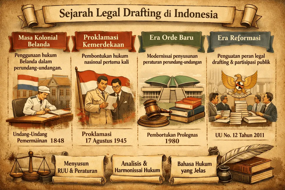 Perkembangan Legal Drafting di Indonesia: Dari Era Kolonial hingga Reformasi