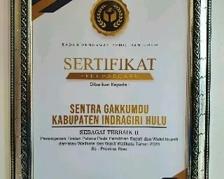 Sentra Gakkumdu Indragiri Hulu Raih Penghargaan Terbaik II Se Riau atas Penanganan Pelanggaran Pidana Pilkada 2020