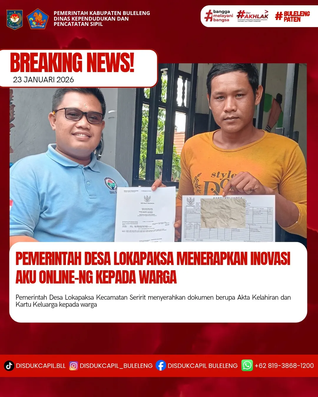 Inovasi Layanan Aku Online-NG Permudah Pengurusan Dokumen Kependudukan di Desa Lokapaksa