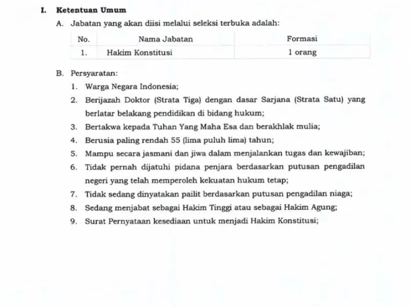 Mahkamah Agung Buka Seleksi Calon Hakim Konstitusi 2026, Daftar Mulai Januari