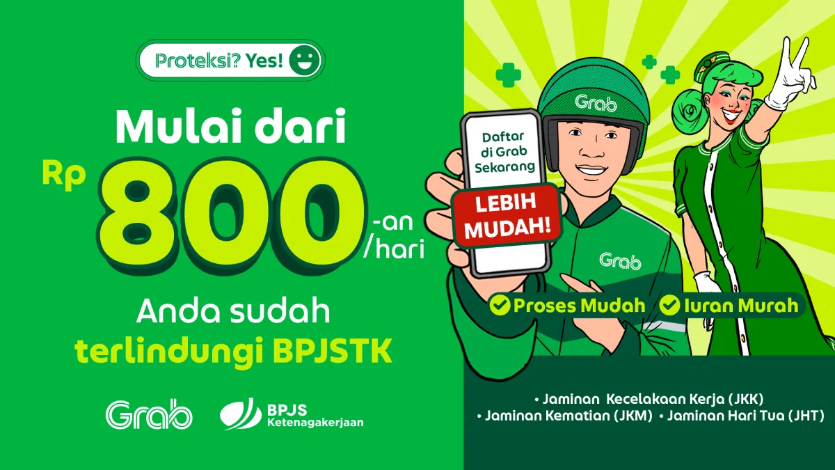 Mitra Grab Kini Bisa Daftar BPJS Ketenagakerjaan Melalui Aplikasi GrabDriver