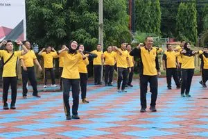 Olahraga Bersama Kapolres Majalengka Tingkatkan Kebugaran dan Soliditas Personel