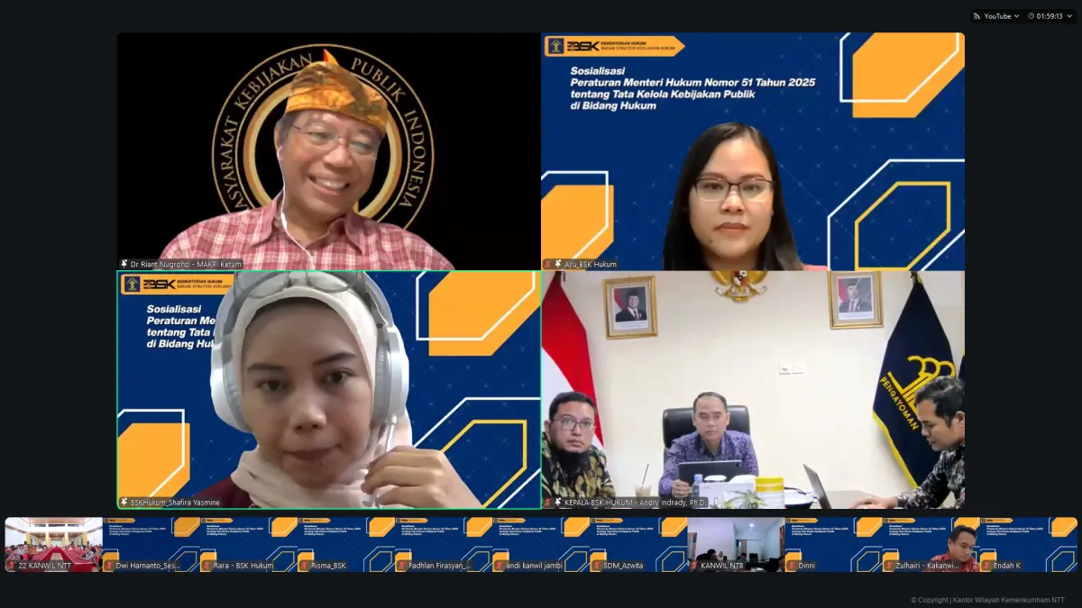Kanwil Kemenkum NTT Ikuti Sosialisasi Permenkum 51/2025 untuk Tata Kelola Kebijakan Publik