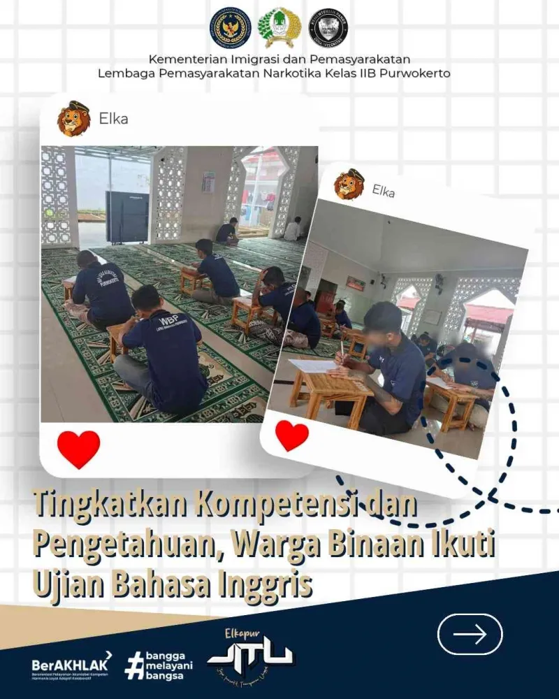Warga Binaan Lapas Narkotika Purwokerto Ikuti Ujian Bahasa Inggris untuk Tingkatkan Kompetensi