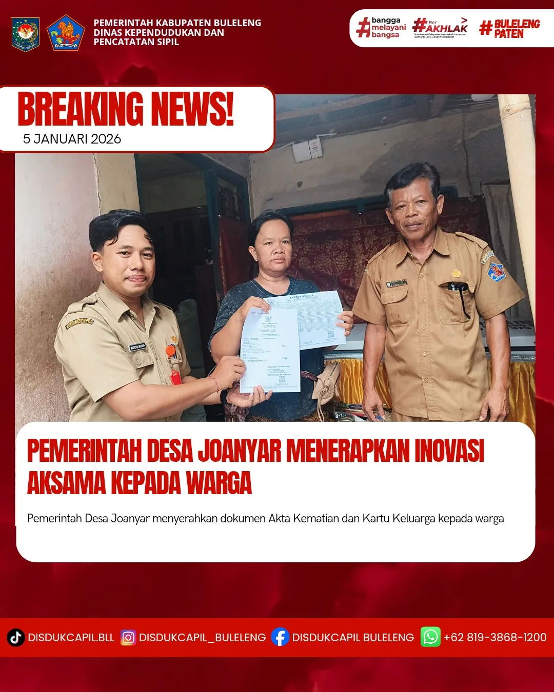 Inovasi Aksama Permudah Pengurusan Akta Kematian di Desa Joanyar