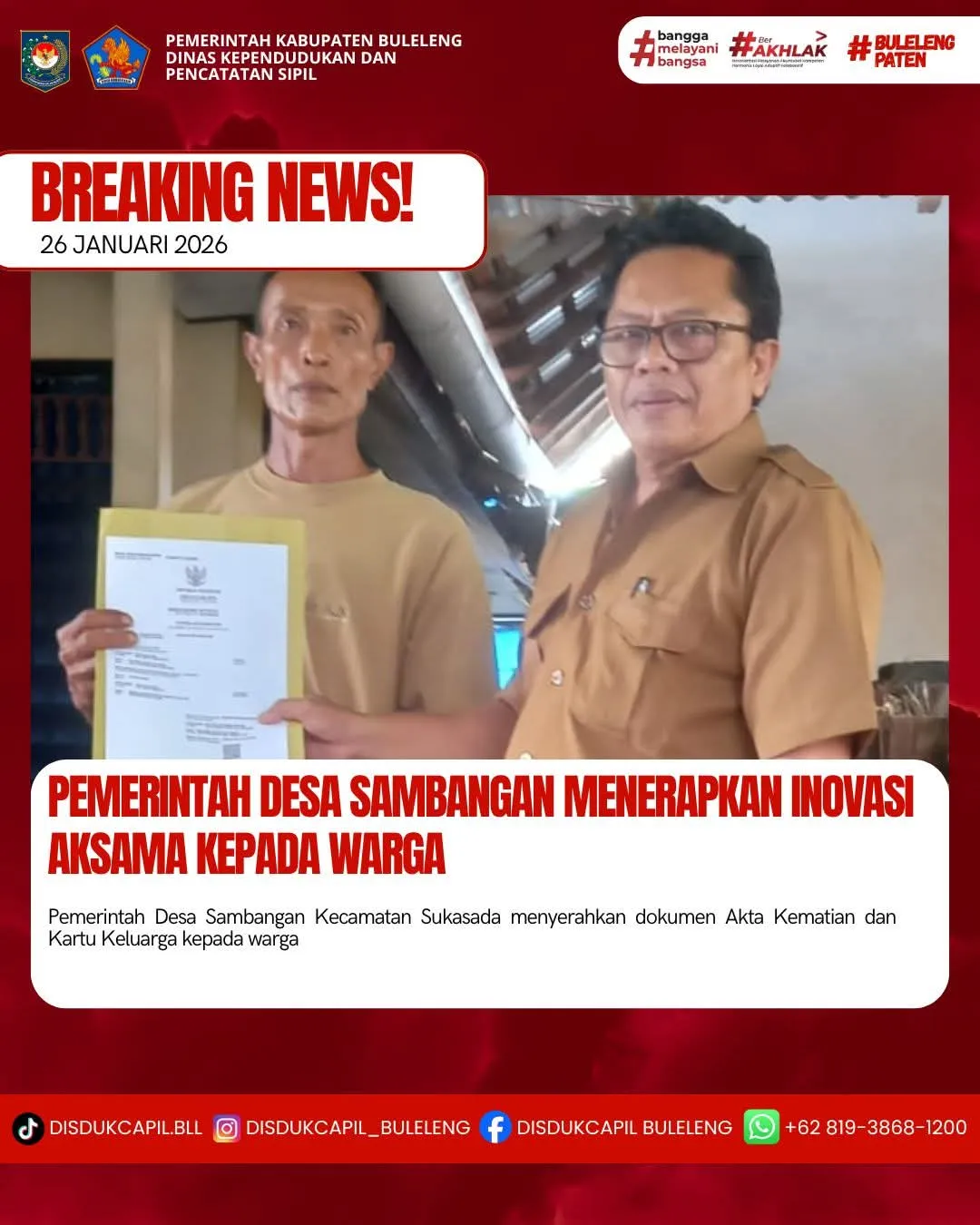 Inovasi Aksama Permudah Proses Pengurusan Akta Kematian di Desa Sambangan