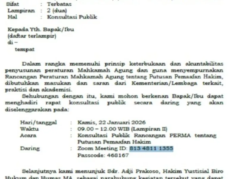 MA RI Selenggarakan Uji Publik Rancangan PERMA Pemaafan Hakim