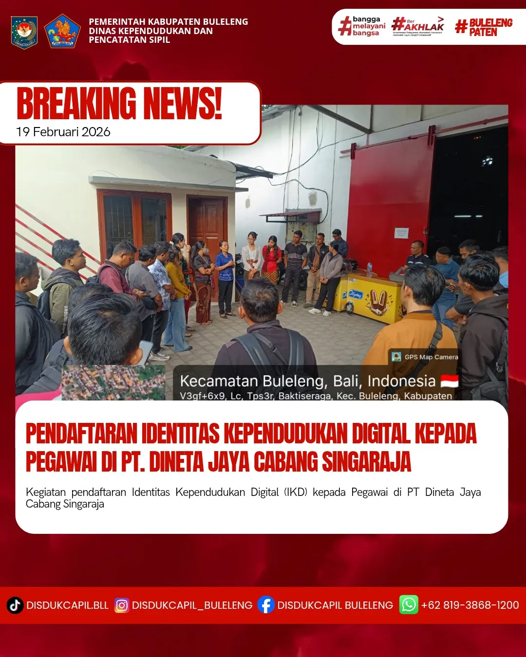 Pendaftaran Identitas Kependudukan Digital di PT. Dineta Jaya Singaraja