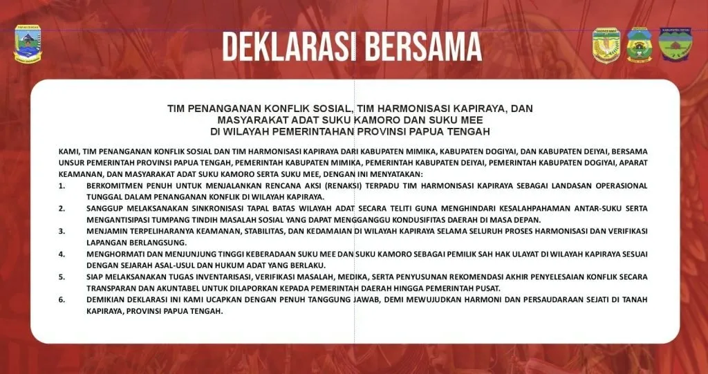 Deklarasi Bersama Penanganan Konflik Sosial di Kapiraya