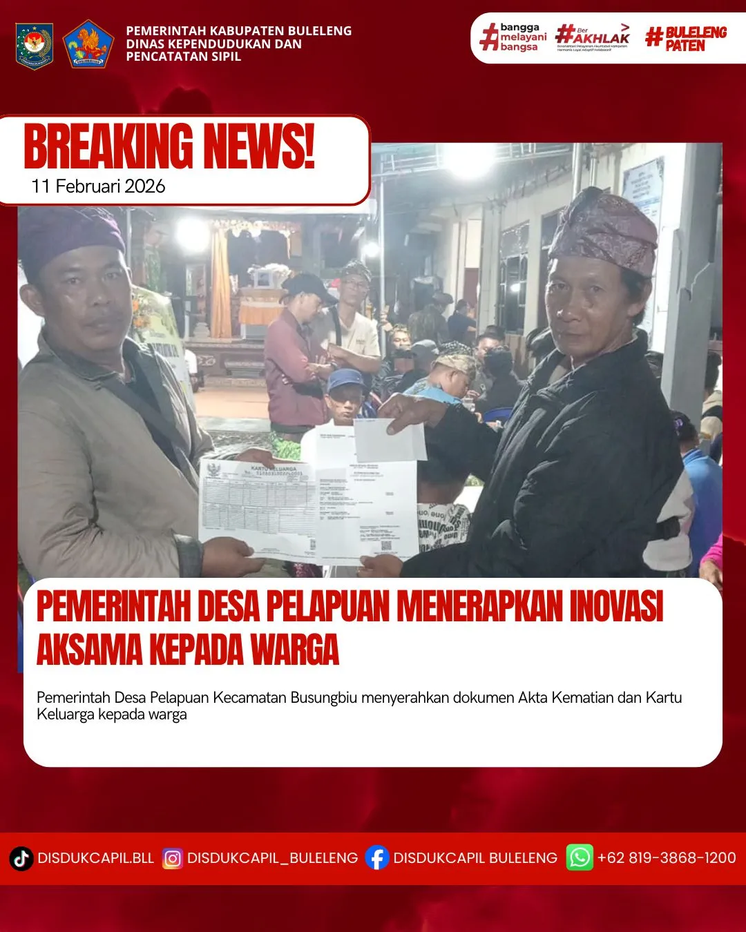 Desa Pelapuan Terapkan Inovasi Aksama untuk Permudah Pembuatan Akta Kematian