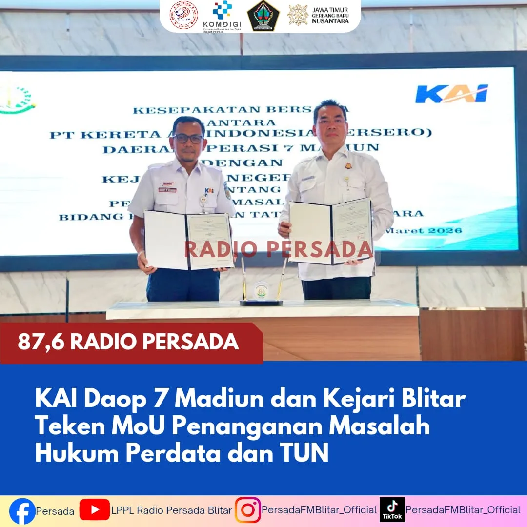 KAI Daop 7 Madiun Jalin Kerja Sama Hukum dengan Kejari Blitar