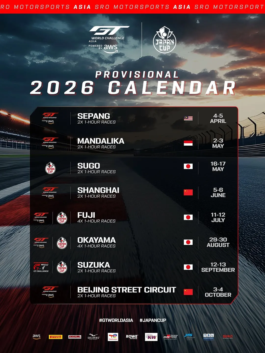 GT World Challenge Asia 2026 Kembali Digelar di Mandalika pada Mei 2026