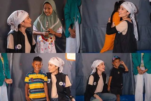 Cinta Laura Jadi Relawan Trauma Healing untuk Anak-Anak di Aceh