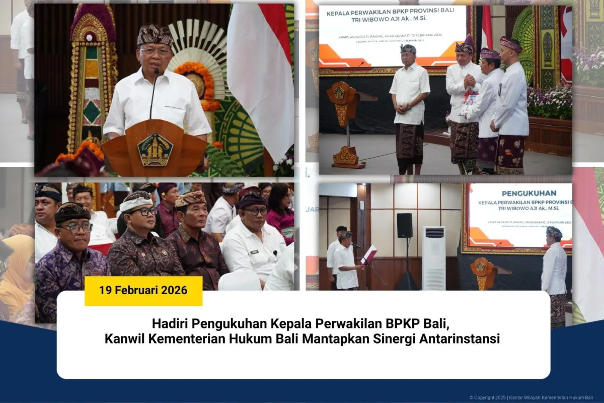 Pengukuhan Kepala BPKP Bali, Kemenkumham Perkuat Sinergi Antarinstansi
