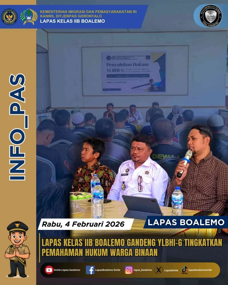 Lapas Boalemo Gelar Sosialisasi Hukum untuk Warga Binaan Bersama YLBHI-G