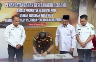 Kejari Pidie dan Bupati Teken Kerja Sama Penguatan Recovery Aset