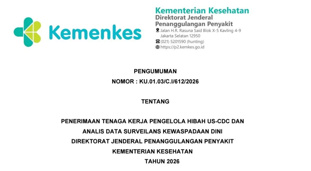 Penerimaan Tenaga Kerja Pengelola Hibah dan Analis Surveilans Kesehatan 2026