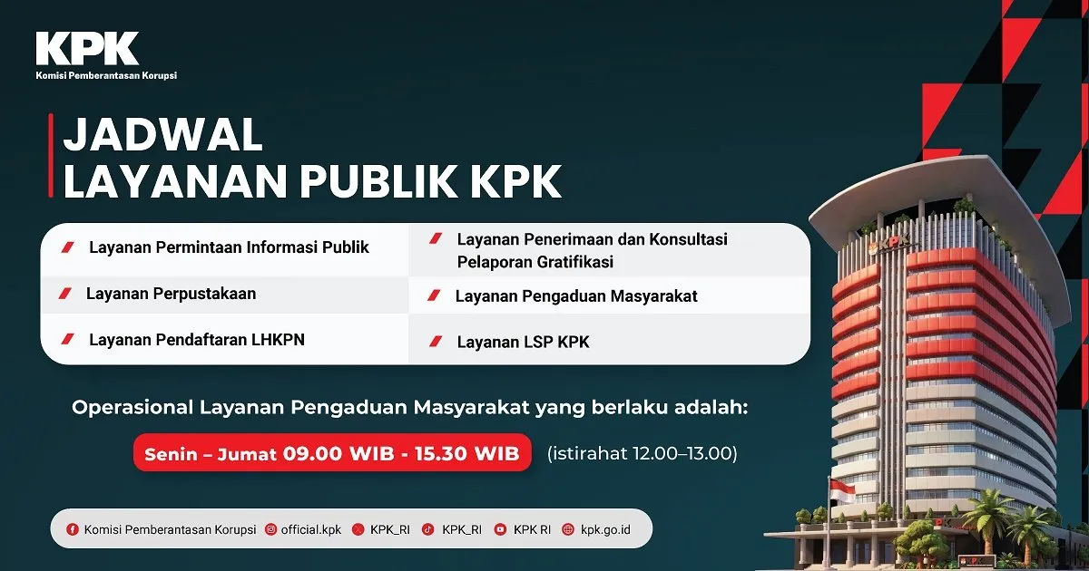 Penyesuaian Jam Operasional Layanan Pengaduan KPK