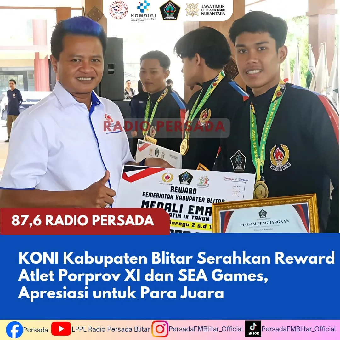 KONI Blitar Berikan Reward kepada Atlet Juara Porprov XI dan SEA Games