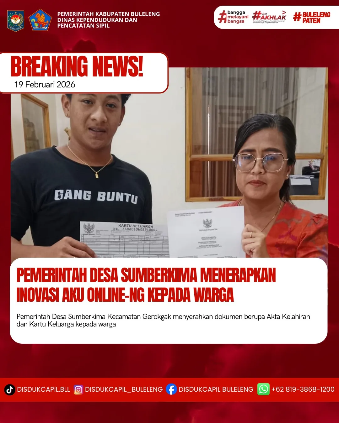 Inovasi Layanan Aku Online-NG Permudah Pengurusan Dokumen Kependudukan di Desa Sumberkima