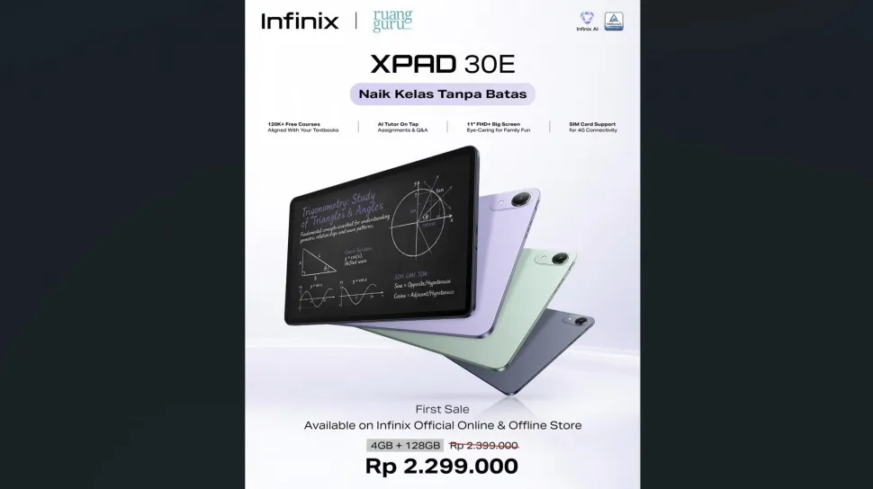 Infinix Luncurkan Xpad 30E: Tablet Hemat dengan AI Tutor dan Baterai Besar