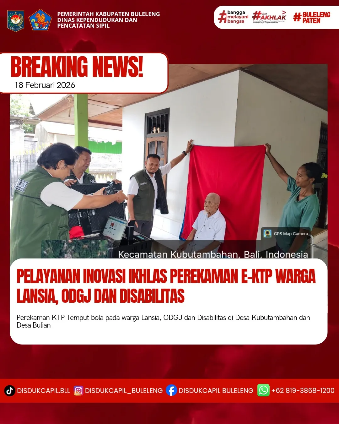 Inovasi 'IKHLAS' Permudah Perekaman e-KTP untuk Lansia dan Disabilitas di Buleleng