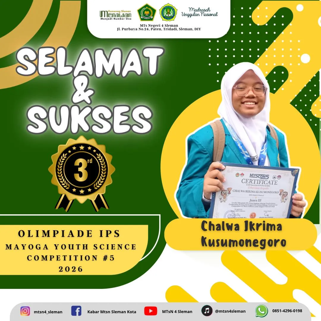 Siswa MTsN 4 Sleman Raih Juara 3 Olimpiade IPS MYSCOM #5