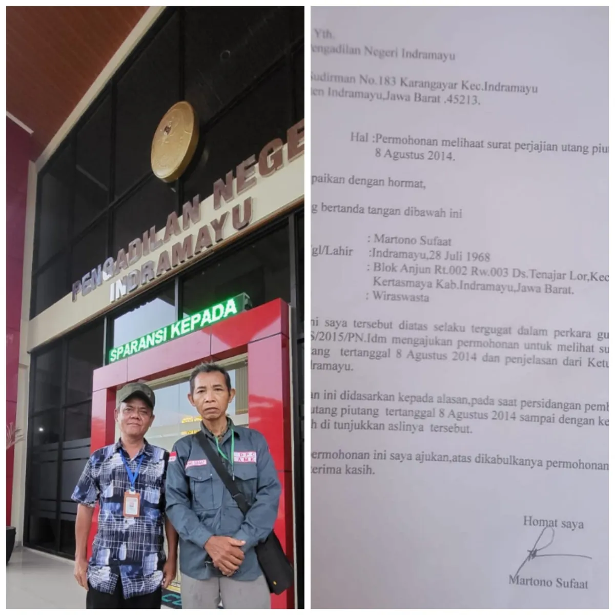 Martono Soroti Dugaan Pemalsuan Surat dalam Kasus Perdata di Indramayu