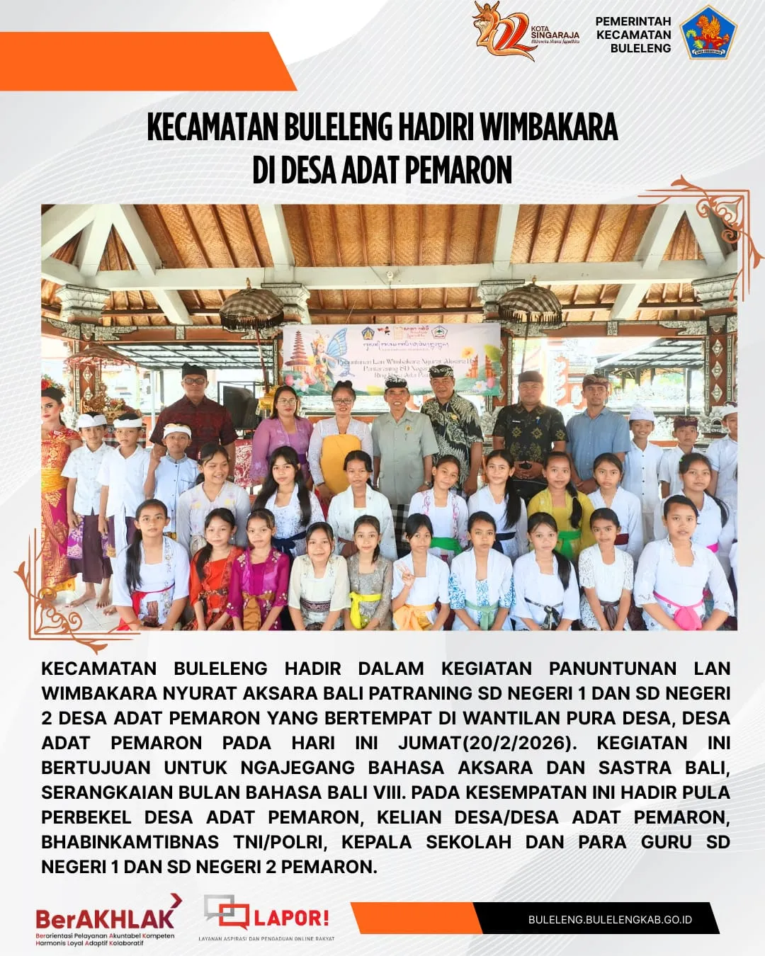 Kecamatan Buleleng Ikuti Wimbakara di Desa Adat Pemaron