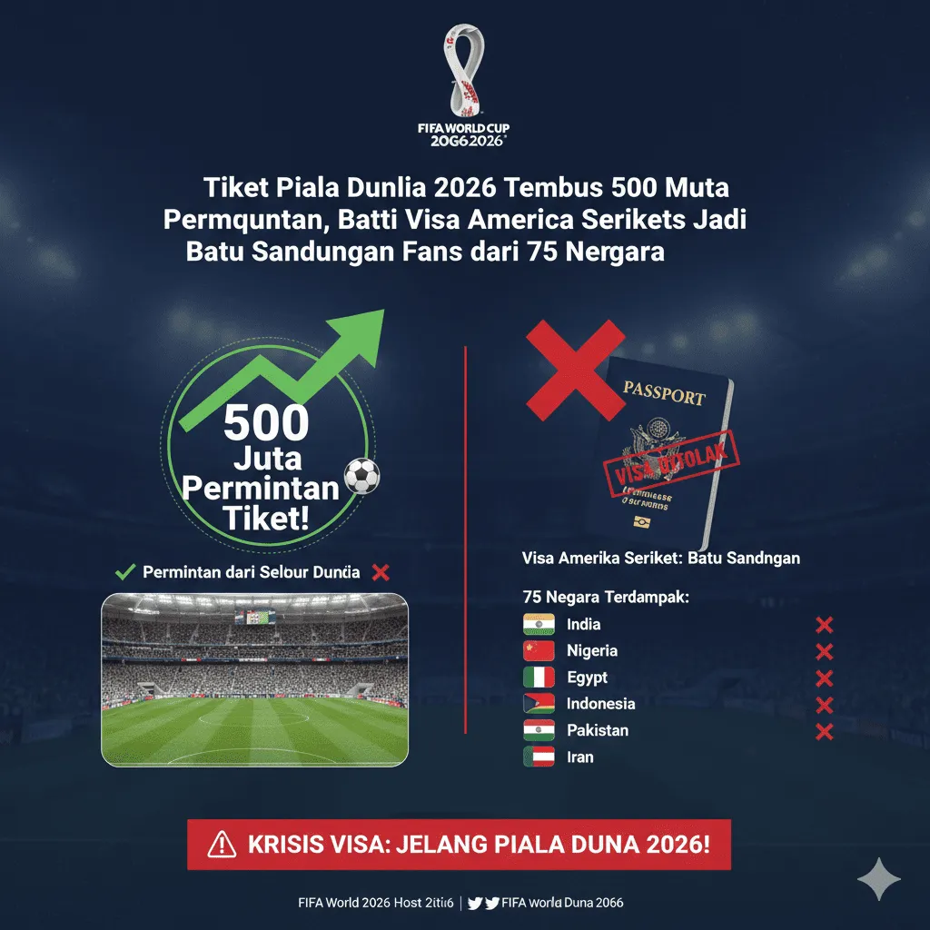 Tiket Piala Dunia 2026 Capai 500 Juta Permintaan, Visa Jadi Kendala Bagi Fans